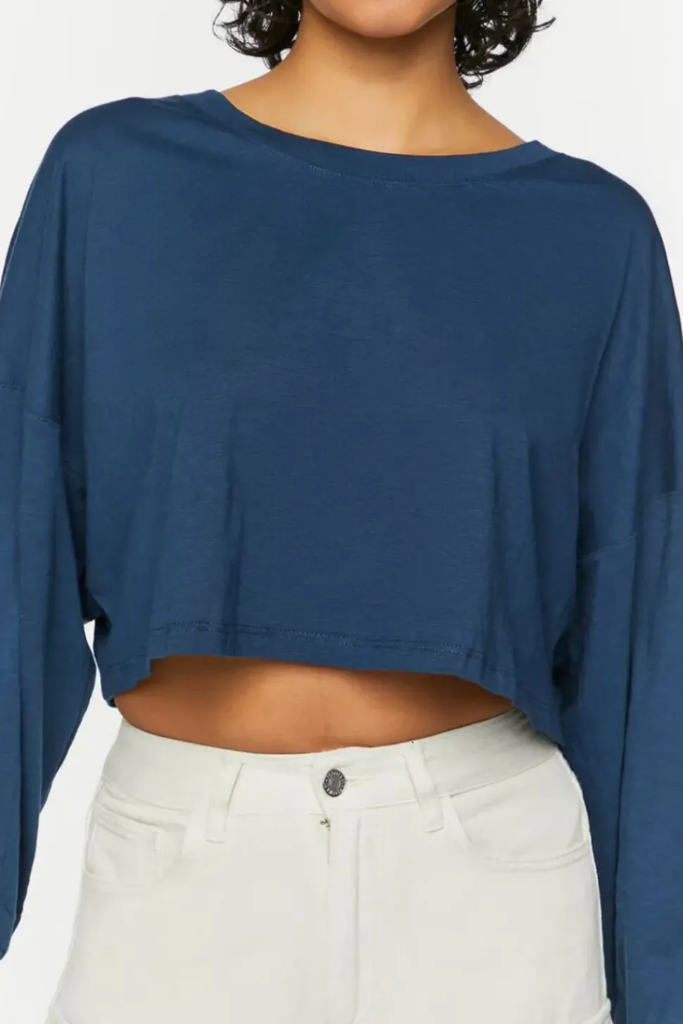 Boxy Long-Sleeve Cropped Tee