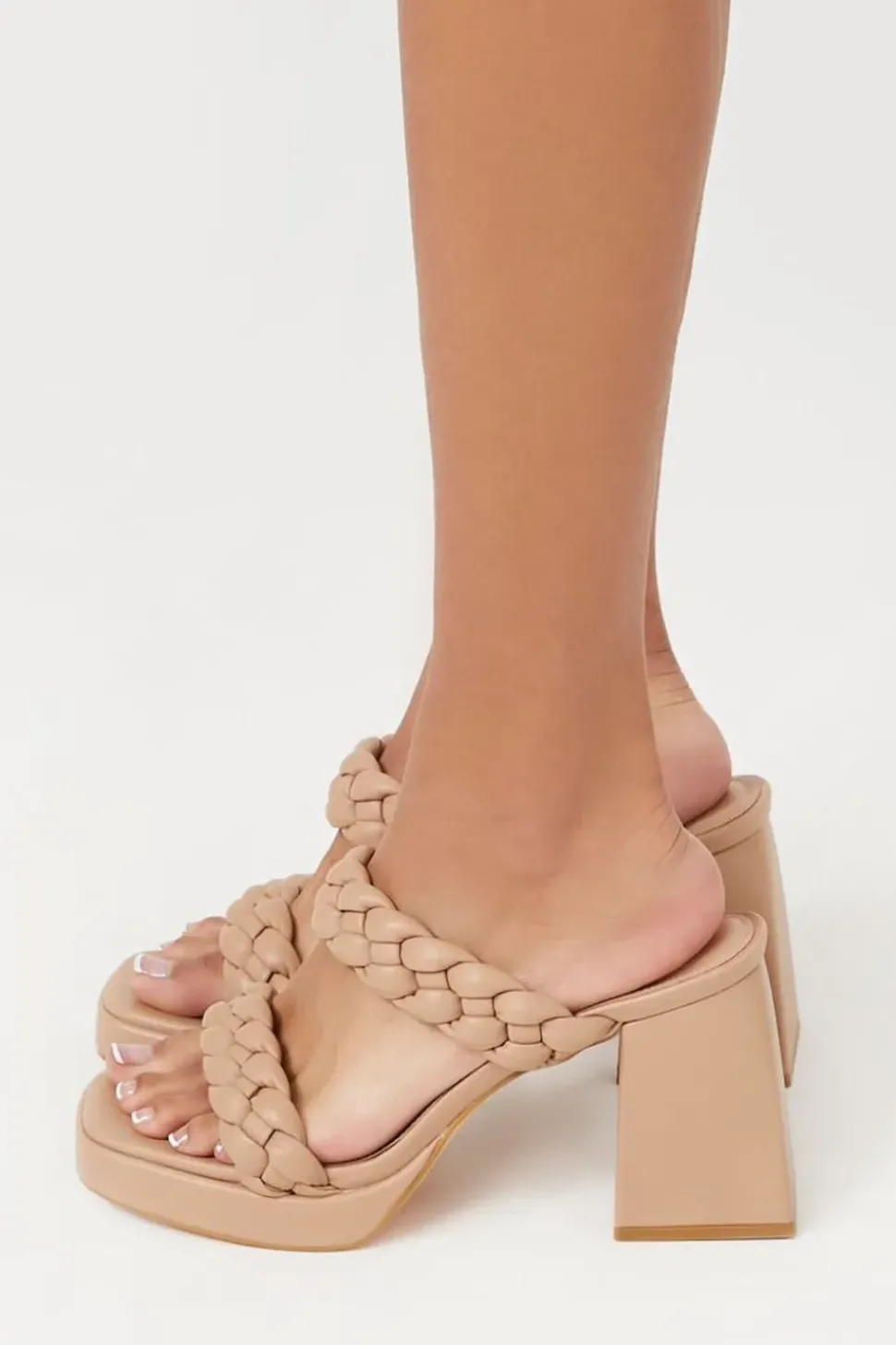 Braided Open-Toe Block Heels