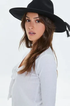 Braided Tassel-Trim Cowboy Hat