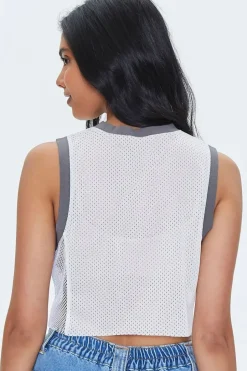 Brooklyn Graphic Mesh Jersey Crop Top