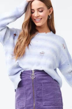 Brushed Distressed Striped Sweater