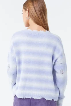 Brushed Distressed Striped Sweater