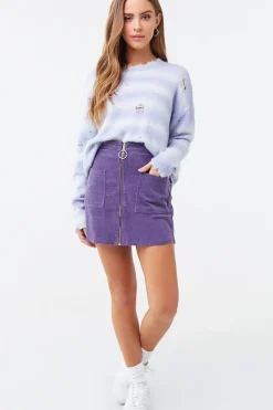 Brushed Distressed Striped Sweater