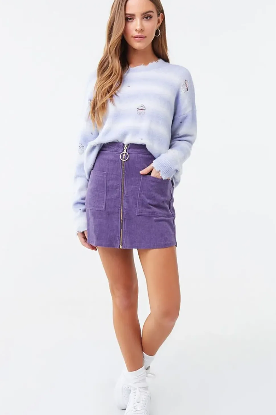 Brushed Distressed Striped Sweater