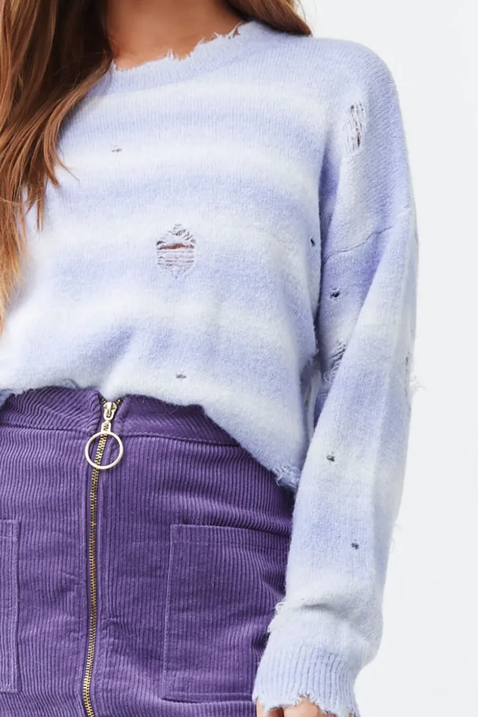 Brushed Distressed Striped Sweater