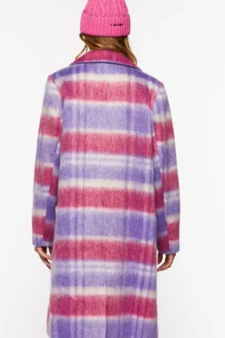 Brushed Plaid Duster Coat