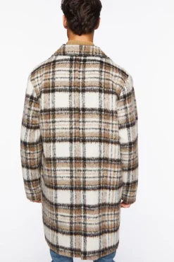 Brushed Plaid Longline Coat