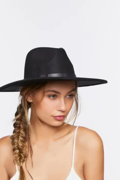 Brushed Velvet-Trim Fedora