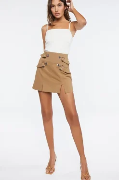 Buckled M-Slit Mini Skirt