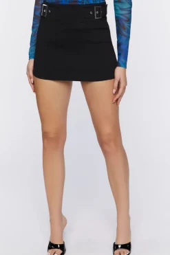 Buckle-Strap Mini Skirt