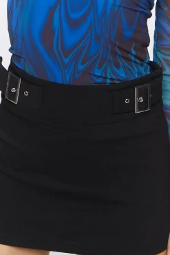 Buckle-Strap Mini Skirt