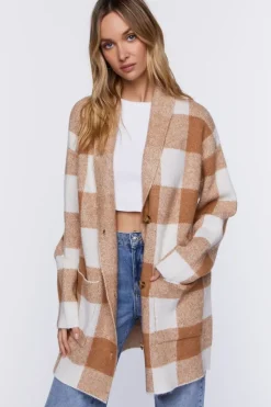 Buffalo Plaid Longline Cardigan Sweater