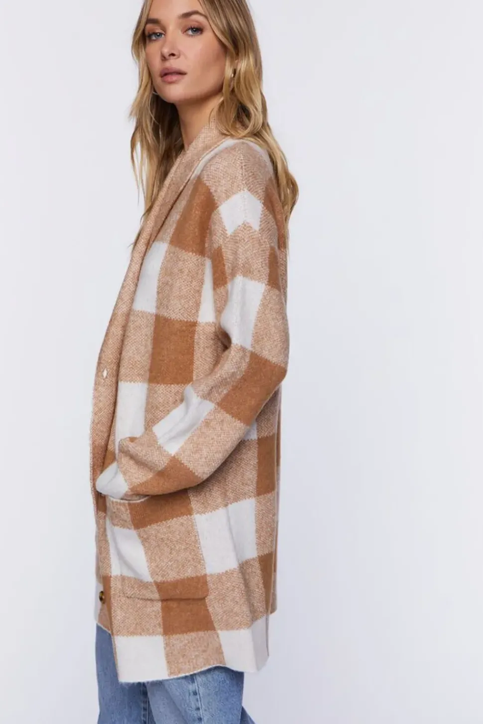 Buffalo Plaid Longline Cardigan Sweater