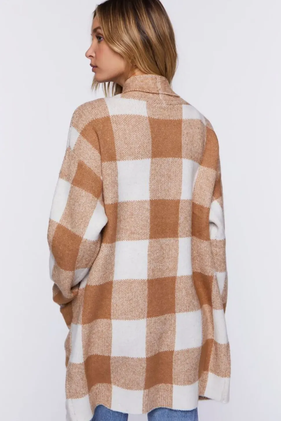 Buffalo Plaid Longline Cardigan Sweater