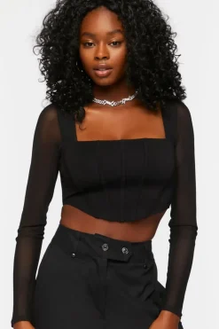 Bustier Long-Sleeve Crop Top