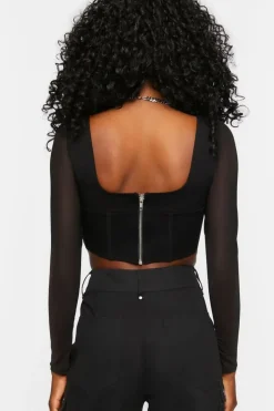 Bustier Long-Sleeve Crop Top