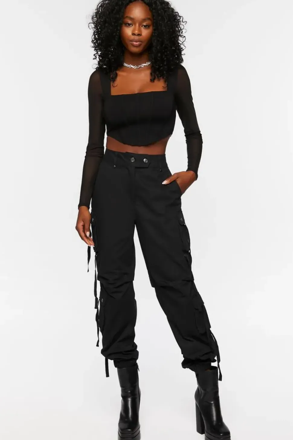 Bustier Long-Sleeve Crop Top