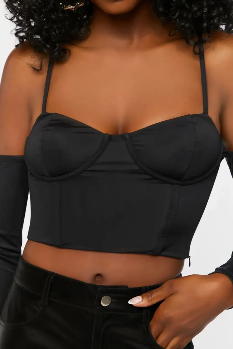 Bustier Open-Shoulder Crop Top