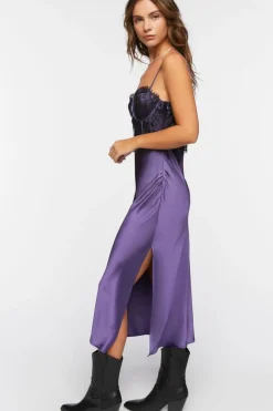 Bustier Satin Slip Midi Dress