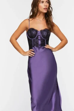Bustier Satin Slip Midi Dress