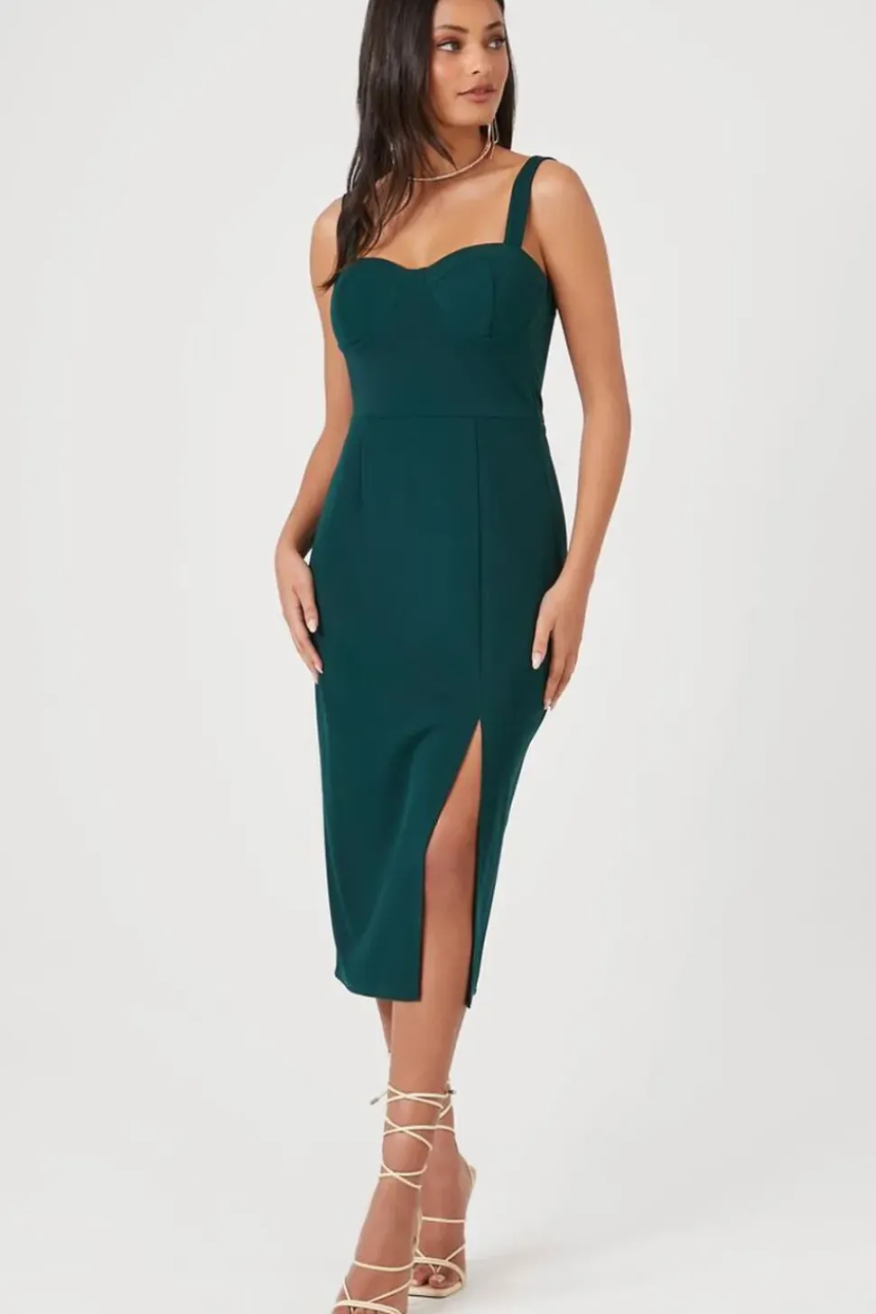 Bustier Slit Midi Dress