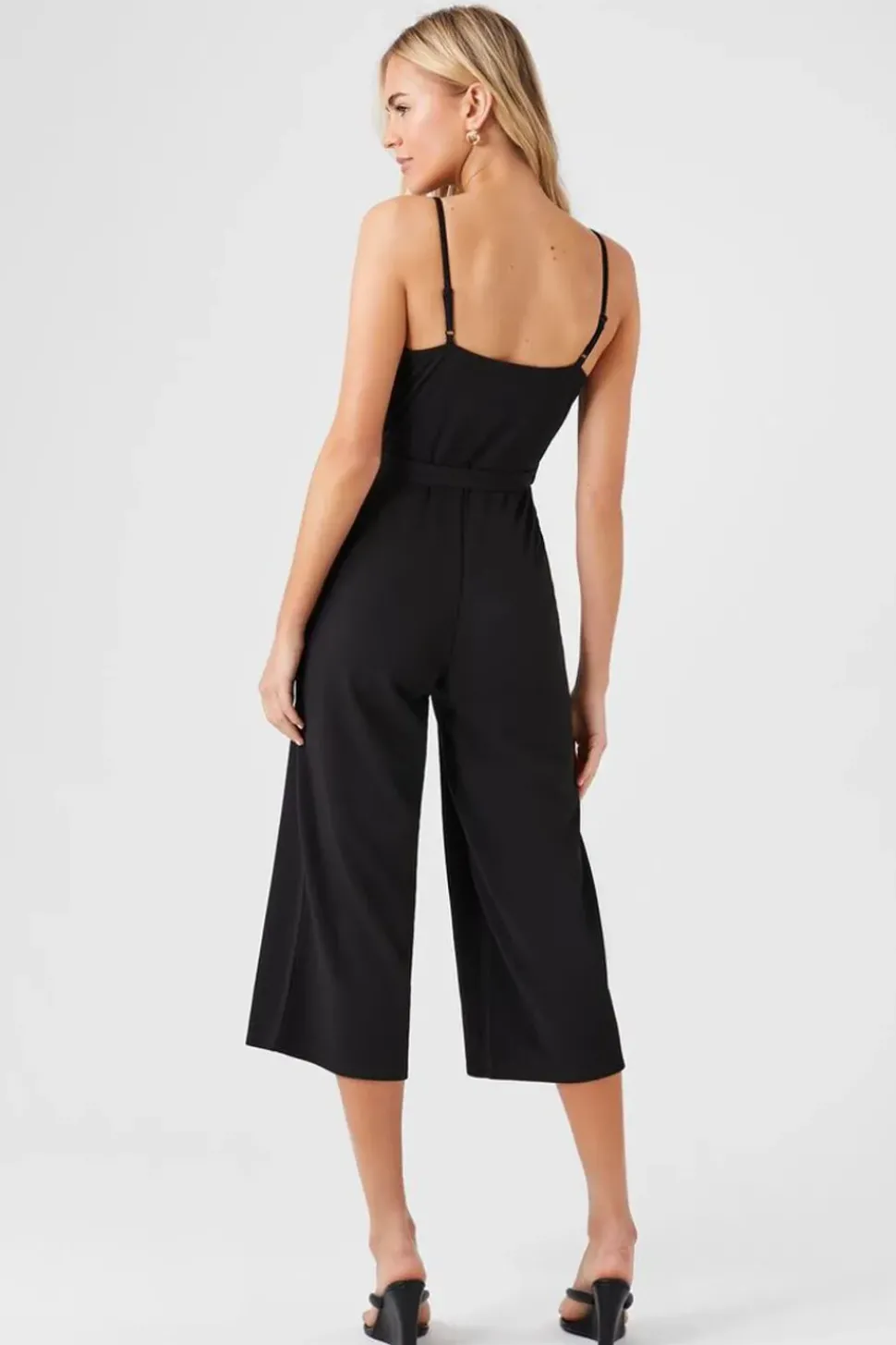 Bustier Split-Neck Tie Jumpsuit