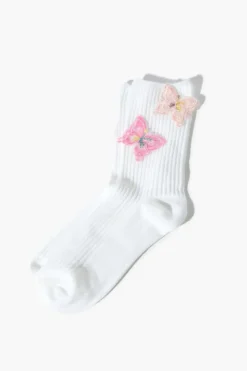 Butterfly Applique Crew Socks