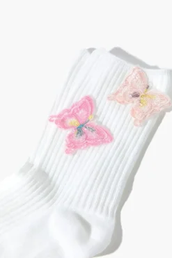 Butterfly Applique Crew Socks