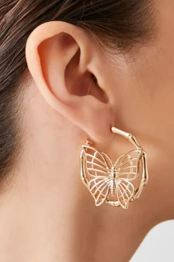 Butterfly Bamboo Hoop Earrings