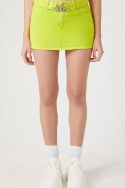 Butterfly-Belted Twill Mini Skirt