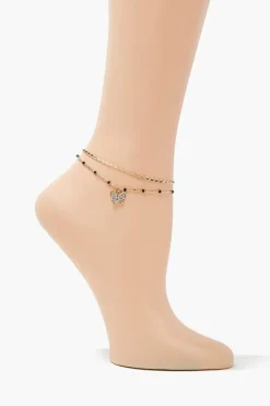 Butterfly Charm Layered Anklet