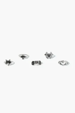 Butterfly Charm Ring Set