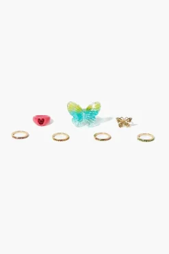 Butterfly & Cocktail Ring Set