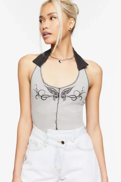 Butterfly Graphic Halter Top