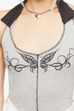 Butterfly Graphic Halter Top