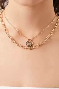 Butterfly Heart Pendant Necklace Set