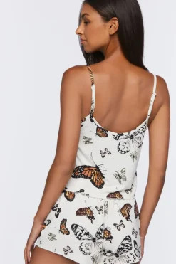 Butterfly Print Cami & Shorts Pajama Set