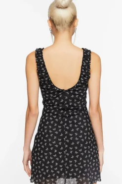 Butterfly Print Mesh Mini Dress