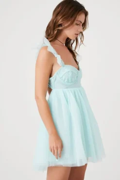 Butterfly-Sleeve Babydoll Dress