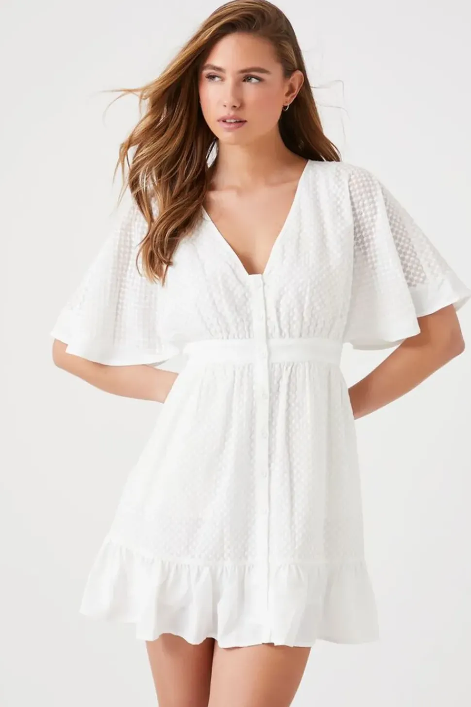 Butterfly-Sleeve Mini Dress
