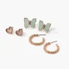 Butterfly Stud & Hoop Earring Set