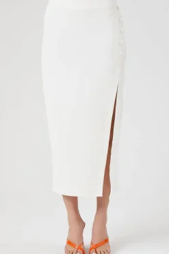 Buttoned Midi Slit Skirt