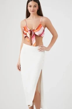 Buttoned Midi Slit Skirt