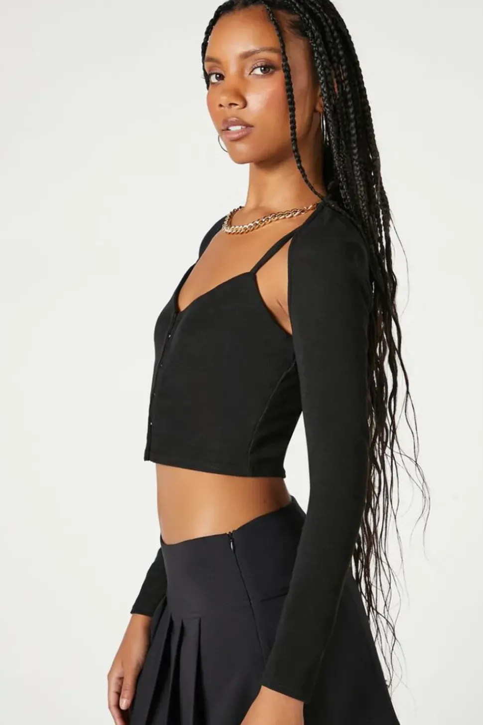 Button-Front Cami & Shrug Set