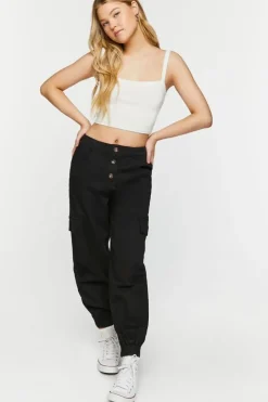 Button-Front Cargo Joggers