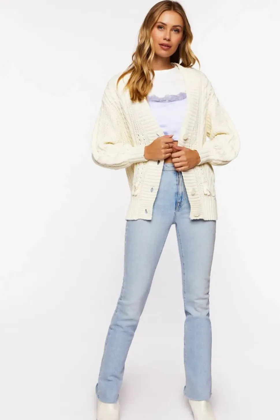 Cable Knit Cardigan Sweater