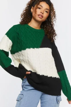 Cable Knit Colorblock Sweater