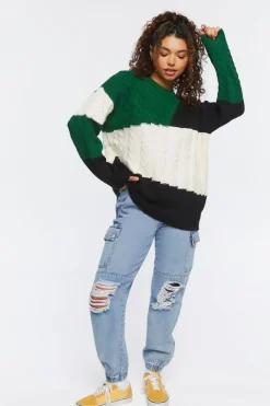 Cable Knit Colorblock Sweater