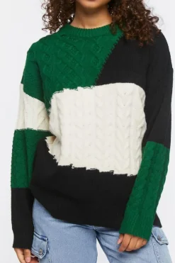 Cable Knit Colorblock Sweater