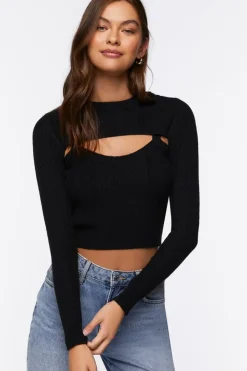 Cable-Knit Combo Top